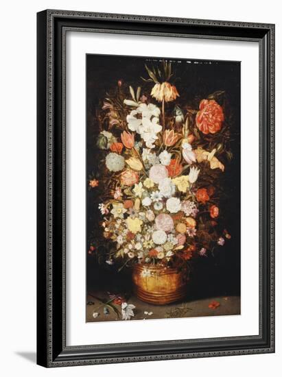 A Still Life of Flowers in a Wooden Tub, C.1630S-Jan Brueghel the Younger-Framed Giclee Print