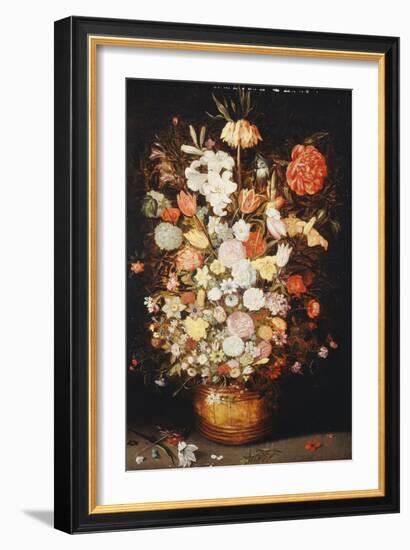A Still Life of Flowers in a Wooden Tub, C.1630S-Jan Brueghel the Younger-Framed Giclee Print