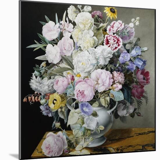 A Still Life of Flowers on a Marble Ledge-Cyane Lecoq Boisbaudran-Mounted Photographic Print