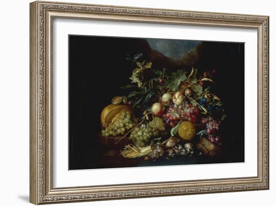 A Still Life of Fruit on a Ledge, probably 1667-Cornelis De Heem-Framed Giclee Print