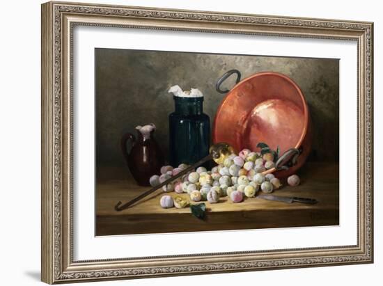 A Still Life of Plums and Jam-Making Utensils-Paul Gagneux-Framed Giclee Print