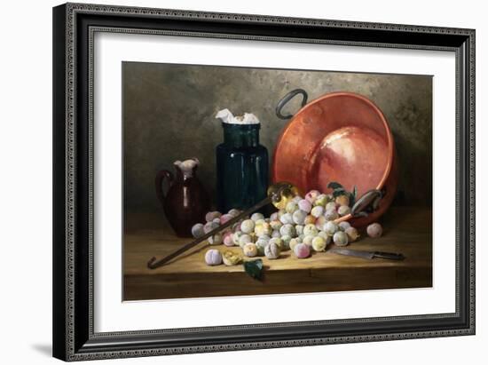 A Still Life of Plums and Jam-Making Utensils-Paul Gagneux-Framed Giclee Print