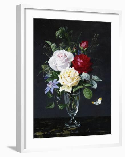 A Still Life of Roses and Clematis-Olaf August Hermansen-Framed Photographic Print