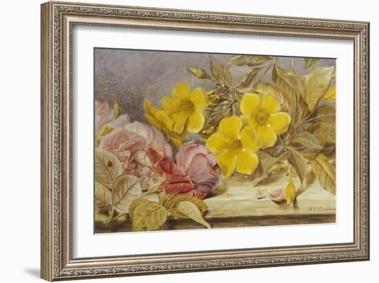 A Still Life of Roses and Other Flowers on a Ledge-Mary Elizabeth Duffield-Framed Giclee Print