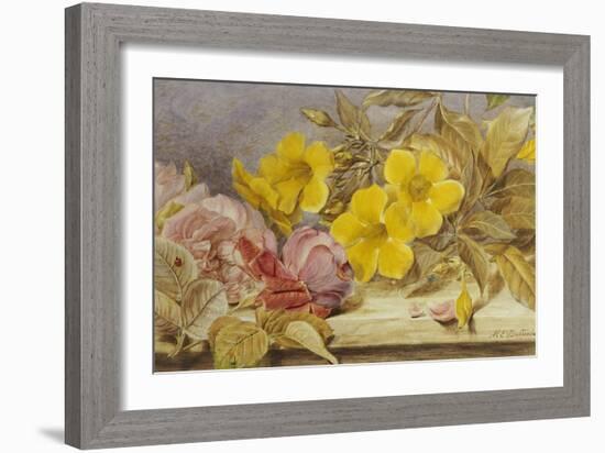 A Still Life of Roses and Other Flowers on a Ledge-Mary Elizabeth Duffield-Framed Giclee Print