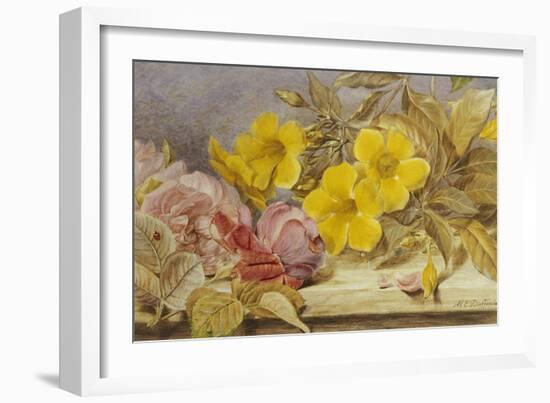 A Still Life of Roses and Other Flowers on a Ledge-Mary Elizabeth Duffield-Framed Giclee Print