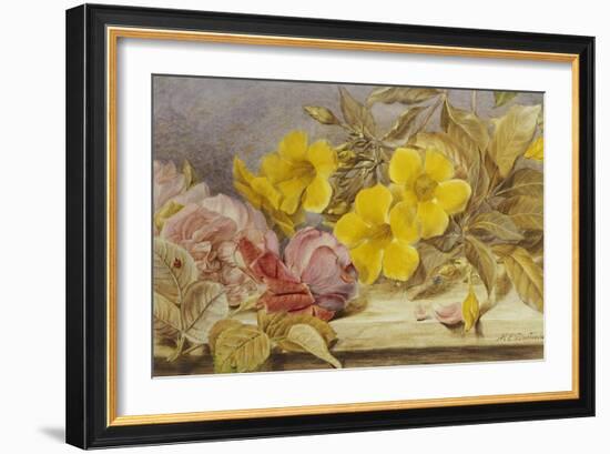 A Still Life of Roses and Other Flowers on a Ledge-Mary Elizabeth Duffield-Framed Giclee Print