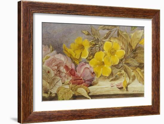 A Still Life of Roses and Other Flowers on a Ledge-Mary Elizabeth Duffield-Framed Giclee Print