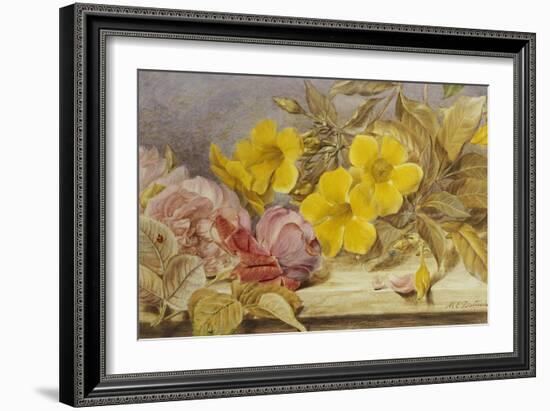 A Still Life of Roses and Other Flowers on a Ledge-Mary Elizabeth Duffield-Framed Giclee Print