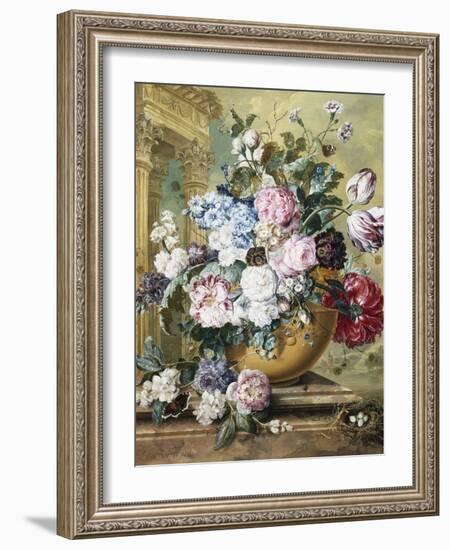 A Still Life of Roses, Delphiniums and Tulips-Jacobus Linthorst-Framed Photographic Print