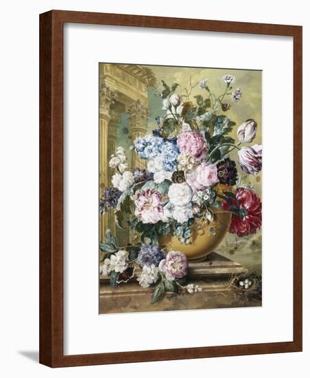 A Still Life of Roses, Delphiniums and Tulips-Jacobus Linthorst-Framed Photographic Print