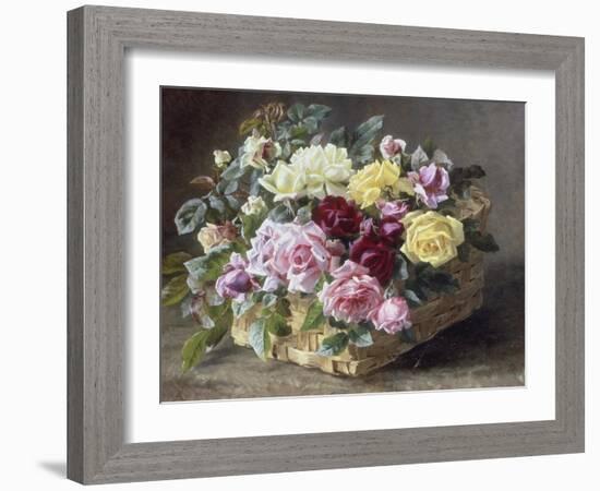 A Still Life of Roses in a Basket, 1894-Anthonore A.E. Christensen-Framed Giclee Print