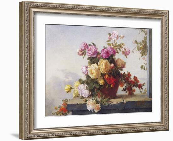 A Still Life of Roses-Paul Claude Jance-Framed Giclee Print