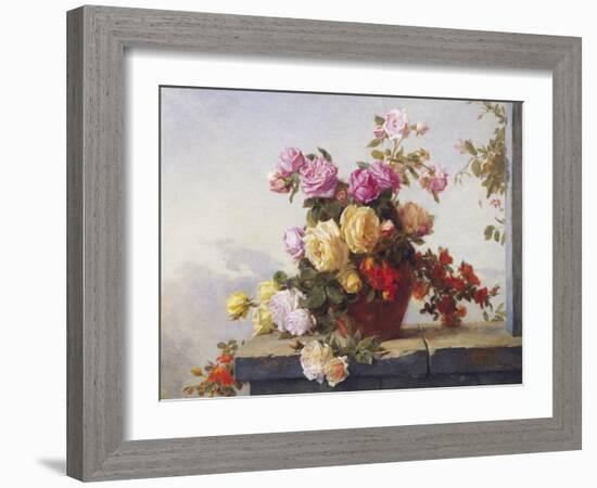 A Still Life of Roses-Paul Claude Jance-Framed Giclee Print