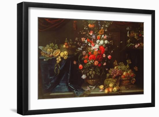 A Still Life of Summer Flowers in a Sculpted Urn (Oil on Canvas)-Frans Ykens-Framed Giclee Print