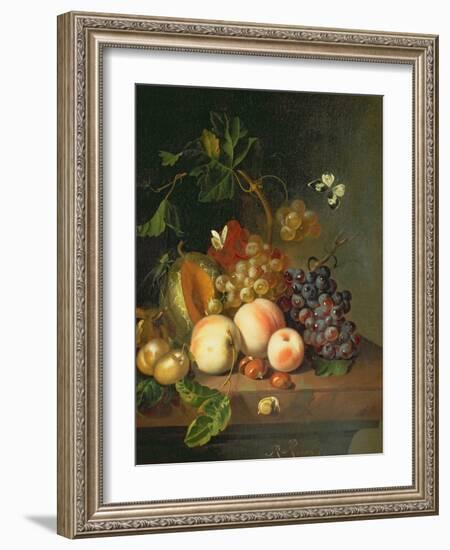 A Still Life on a Marble Ledge-Rachel Ruysch-Framed Giclee Print