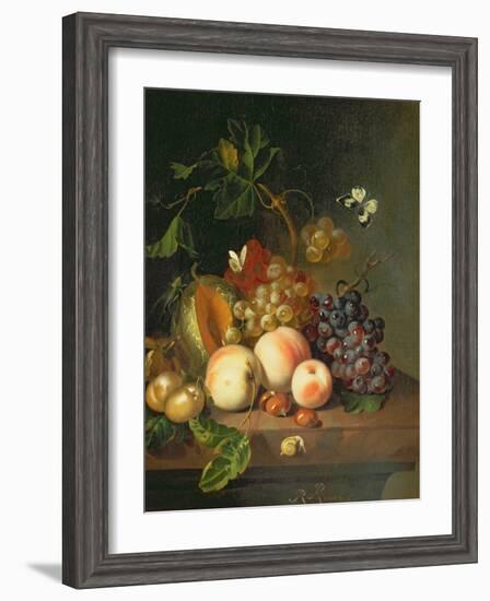 A Still Life on a Marble Ledge-Rachel Ruysch-Framed Giclee Print