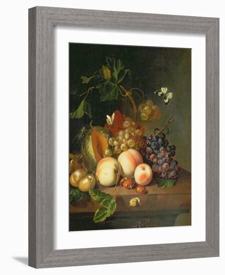 A Still Life on a Marble Ledge-Rachel Ruysch-Framed Giclee Print