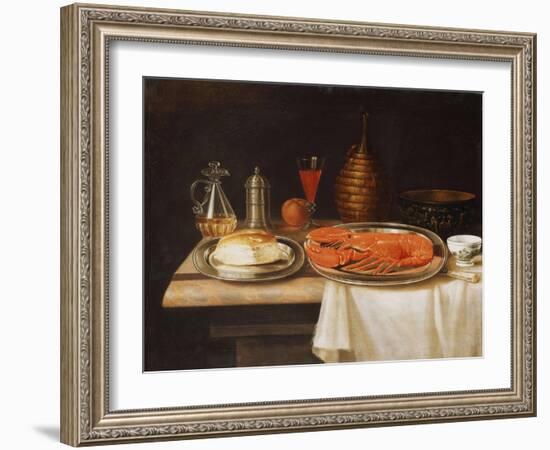 A Still-Life; with a Lobster and Bread on Salvers-Charles Collins-Framed Giclee Print