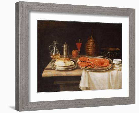 A Still-Life; with a Lobster and Bread on Salvers-Charles Collins-Framed Giclee Print