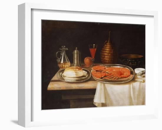 A Still-Life; with a Lobster and Bread on Salvers-Charles Collins-Framed Giclee Print