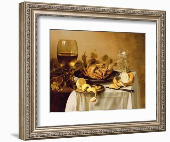 A Still Life with a Roemer, a Crab and a Peeled Lemon on a Pewter Plate, a Bunch of Grapes, a…-Pieter Claesz-Framed Giclee Print