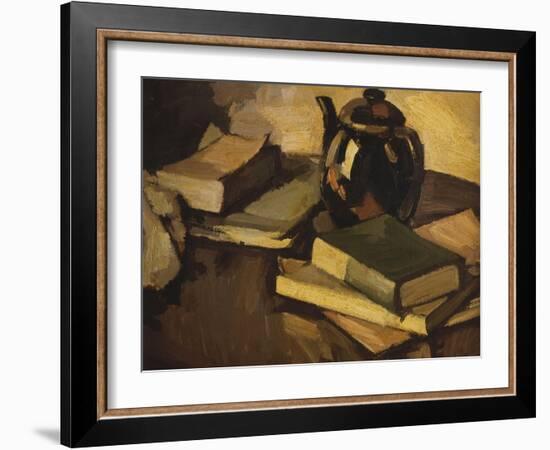 A Still Life with a Teapot and Books on a Table, C.1926-Samuel John Peploe-Framed Giclee Print