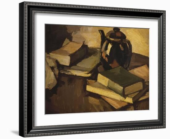 A Still Life with a Teapot and Books on a Table, C.1926-Samuel John Peploe-Framed Giclee Print