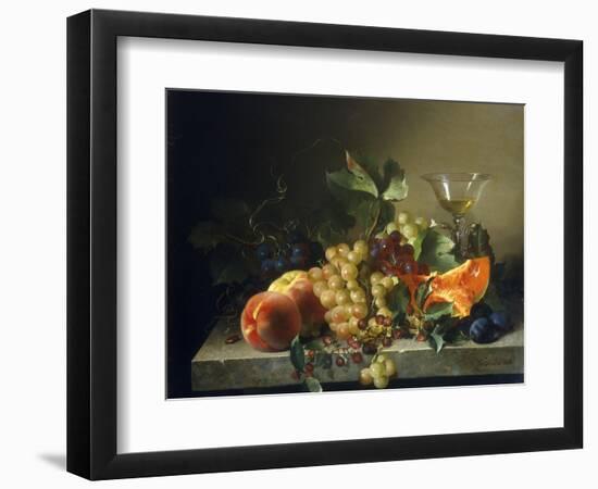 A Still Life with Fruit on a Stone Ledge, 1858-Bela Schaffer-Framed Giclee Print