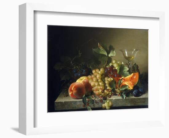 A Still Life with Fruit on a Stone Ledge, 1858-Bela Schaffer-Framed Giclee Print