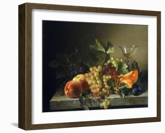 A Still Life with Fruit on a Stone Ledge, 1858-Bela Schaffer-Framed Giclee Print