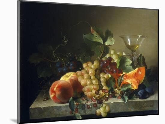 A Still Life with Fruit on a Stone Ledge, 1858-Bela Schaffer-Mounted Giclee Print