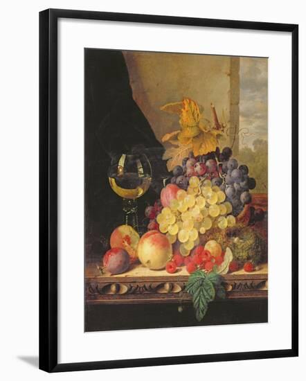 A Still Life with Grapes, Raspberries and a Glass of Wine-Edward Ladell-Framed Giclee Print