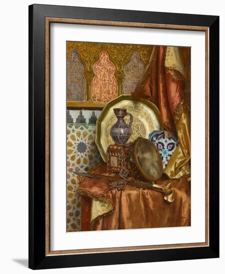 A Still Life with Moroccan Objects (Oil on Panel)-Rudolphe Ernst-Framed Giclee Print