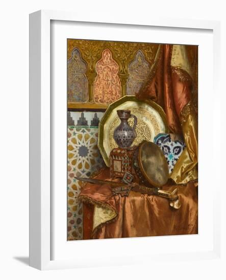 A Still Life with Moroccan Objects (Oil on Panel)-Rudolphe Ernst-Framed Giclee Print