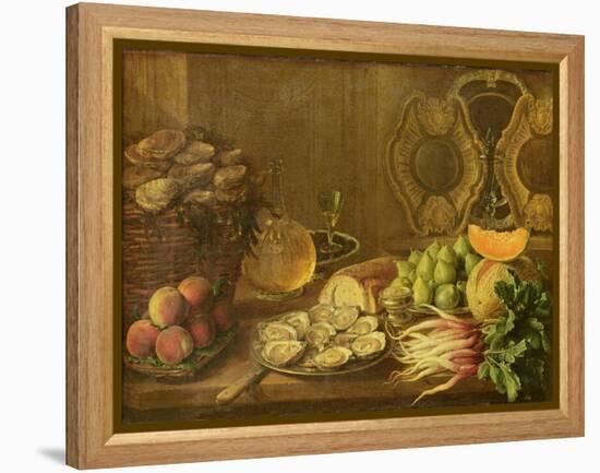 A Still Life with Oysters and Fruit-Nicholas Desportes-Framed Premier Image Canvas