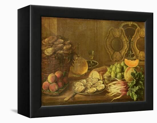 A Still Life with Oysters and Fruit-Nicholas Desportes-Framed Premier Image Canvas