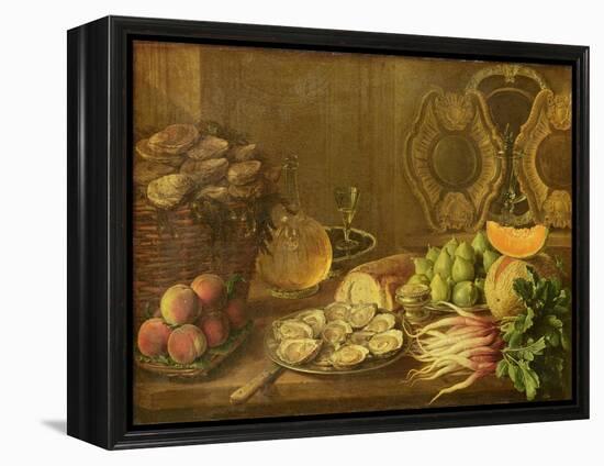 A Still Life with Oysters and Fruit-Nicholas Desportes-Framed Premier Image Canvas