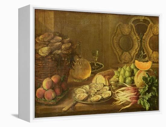 A Still Life with Oysters and Fruit-Nicholas Desportes-Framed Premier Image Canvas