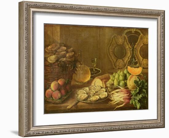 A Still Life with Oysters and Fruit-Nicholas Desportes-Framed Giclee Print