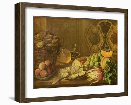 A Still Life with Oysters and Fruit-Nicholas Desportes-Framed Giclee Print