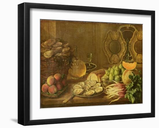 A Still Life with Oysters and Fruit-Nicholas Desportes-Framed Giclee Print