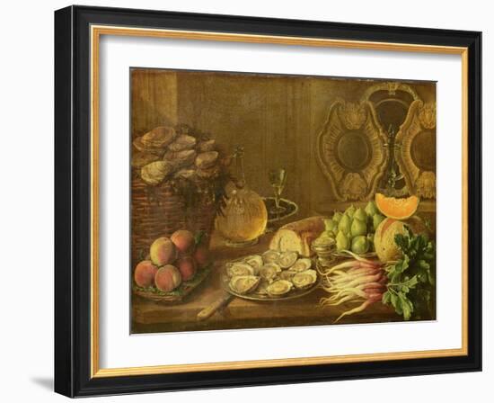 A Still Life with Oysters and Fruit-Nicholas Desportes-Framed Giclee Print