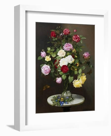 A Still Life with Roses in a Glass Vase-Otto Diderich Ottesen-Framed Giclee Print