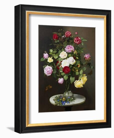 A Still Life with Roses in a Glass Vase-Otto Diderich Ottesen-Framed Giclee Print