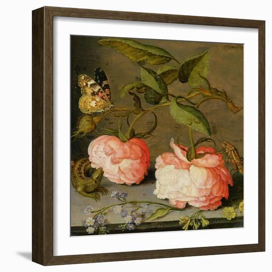 A Still Life with Roses on a Ledge-Balthasar van der Ast-Framed Giclee Print