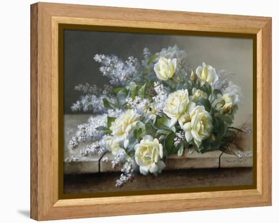 A Still Life with Yellow Roses-Raoul De Longpre-Framed Premier Image Canvas