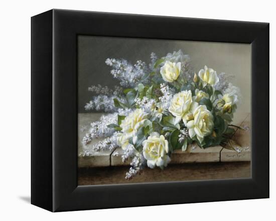 A Still Life with Yellow Roses-Raoul De Longpre-Framed Premier Image Canvas
