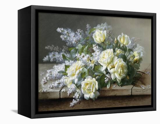 A Still Life with Yellow Roses-Raoul De Longpre-Framed Premier Image Canvas