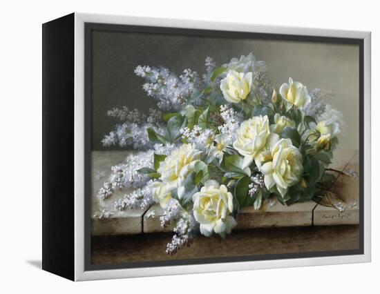 A Still Life with Yellow Roses-Raoul De Longpre-Framed Premier Image Canvas